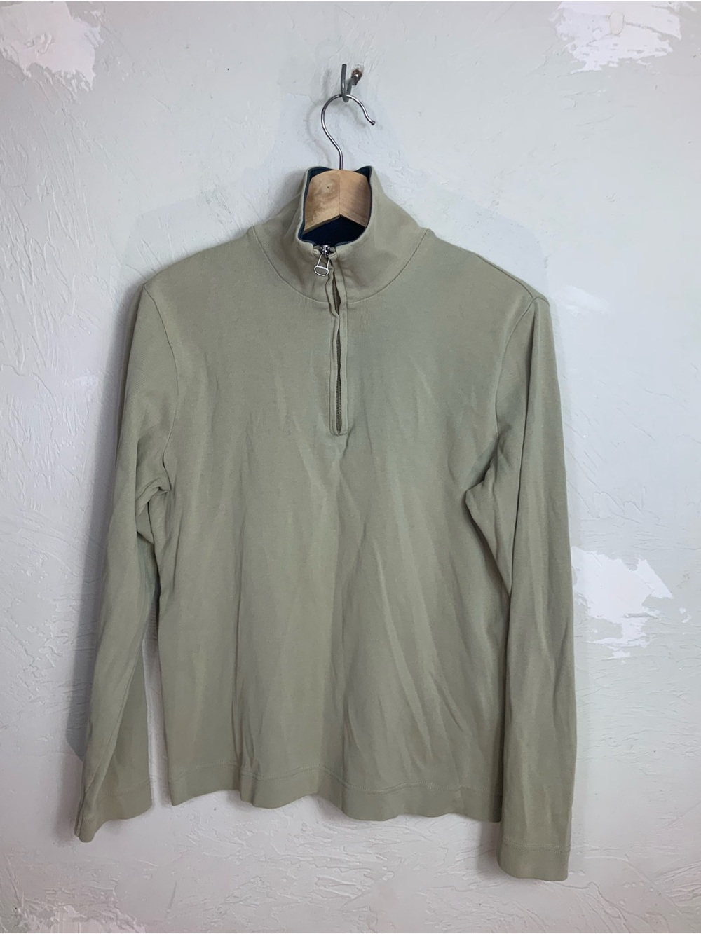 BOSS Hugo Boss Men's Quarter Zip Pullover Sweater Tan Size M Made In Portugal